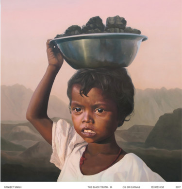 Pintura titulada "The Black Truth - 14" por Ranjeet Singh Singh, Obra de arte original, Oleo