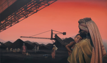Malarstwo zatytułowany „The Black Truth - 8” autorstwa Ranjeet Singh Singh, Oryginalna praca, Olej