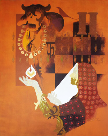 Malerei mit dem Titel "crop of creation-4" von Ranjit Singh Kurmi, Original-Kunstwerk, Acryl