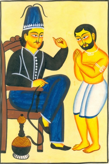 Painting titled "KALIGHAT PATACHITRA6" by Ranjitava Biswas, Original Artwork, Watercolor