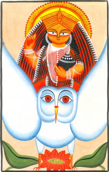 Painting titled "KALIGHAT PATACHITRA…" by Ranjitava Biswas, Original Artwork, Watercolor