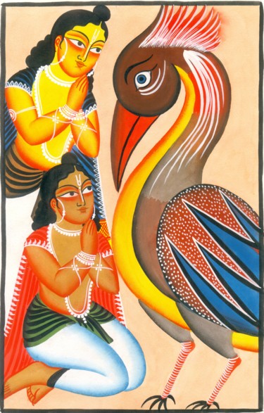 Painting titled "RAMA, LAKSHMAN AND…" by Ranjitava Biswas, Original Artwork, Watercolor