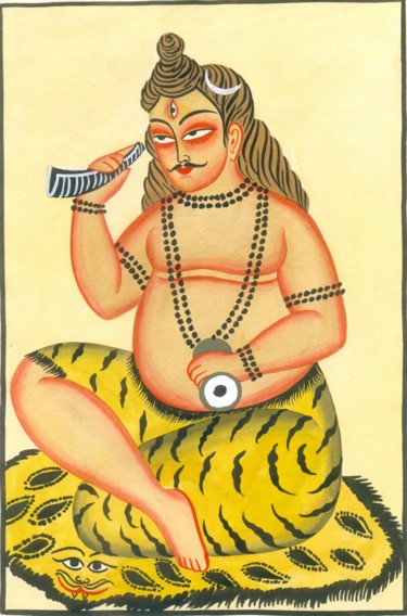 Painting titled "LORD SHIVA" by Ranjitava Biswas, Original Artwork, Watercolor