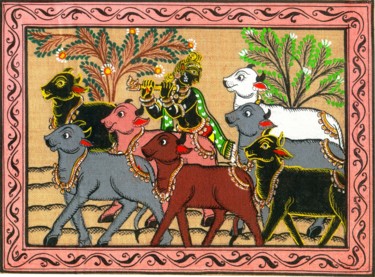Painting titled "MURALIDHAR KRISHNA…" by Ranjitava Biswas, Original Artwork, Watercolor