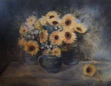 Painting titled "Sunflowers" by Ranka Novakovic Milivojevic, Original Artwork, Oil