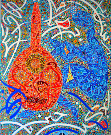 Painting titled "M comme Musique ou…" by Raouf Meftah, Original Artwork, Acrylic
