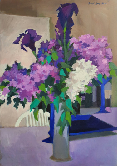 Painting titled "Les Lilas" by Raoul Bruckert, Original Artwork, Acrylic Mounted on Wood Stretcher frame