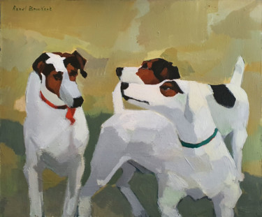 Peinture intitulée "Les petits chiens" par Raoul Bruckert, Œuvre d'art originale, Acrylique Monté sur Châssis en bois