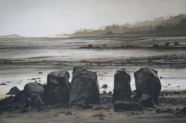 Peinture intitulée "Arrière plage" par Raoul Gaillard, Œuvre d'art originale, Gouache Monté sur Carton