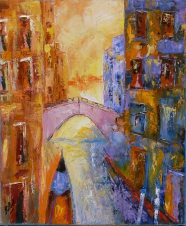 Peinture intitulée "VENISE,le pont rose" par Raoul Ribot, Œuvre d'art originale