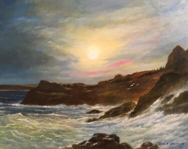 Peinture intitulée "A coast scene" par Raoul Watson, Œuvre d'art originale, Huile