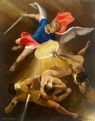 Painting titled "Quis Ut Deus?" by Raoul Watson, Original Artwork, Acrylic