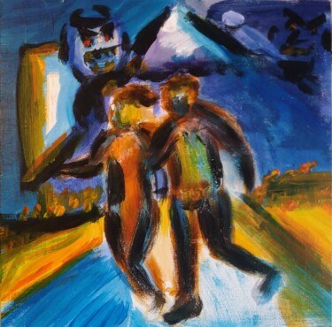 Malerei mit dem Titel "The Escape" von Raph Ikiyaga, Original-Kunstwerk, Acryl