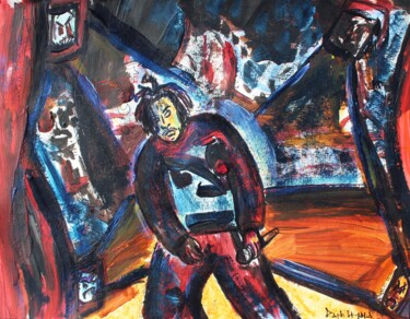 Malerei mit dem Titel "oNSTAGE!" von Raph Ikiyaga, Original-Kunstwerk, Acryl