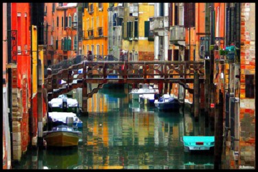 Fotografie mit dem Titel "Venise au bateau bl…" von Le Capricieux Photographe, Original-Kunstwerk, Manipulierte Fotografie