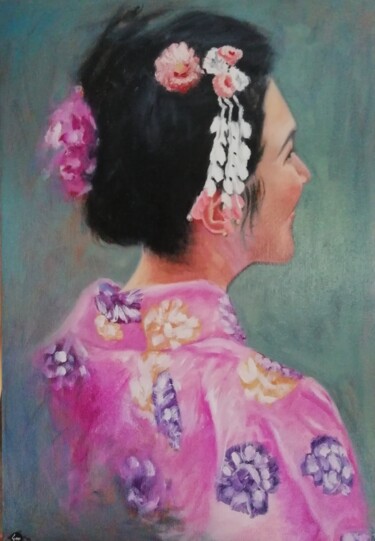 "Etude Kimono 3" başlıklı Tablo Raphael Fourneau tarafından, Orijinal sanat, Petrol