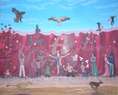 Peinture intitulée "Quand le rideau tom…" par Raphaël Guémard, Œuvre d'art originale, Huile Monté sur Châssis en bois