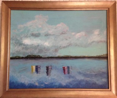 Painting titled "Golfe" by Raphael Durand, Original Artwork, Acrylic Mounted on Wood Stretcher frame