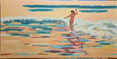 Pittura intitolato "Surfeuse 2" da Raphael Durand, Opera d'arte originale, Acrilico Montato su Telaio per barella in legno