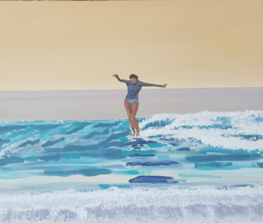 Pittura intitolato "Surfeuse 1" da Raphael Durand, Opera d'arte originale, Acrilico Montato su Telaio per barella in legno
