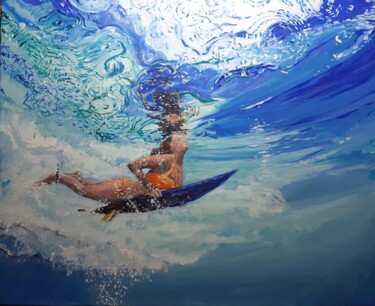 Peinture intitulée "Sous l'eau n°2" par Raphael Durand, Œuvre d'art originale, Acrylique Monté sur Châssis en bois