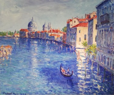 Peinture intitulée "Venise, le grand ca…" par Raphaël Karm, Œuvre d'art originale, Huile