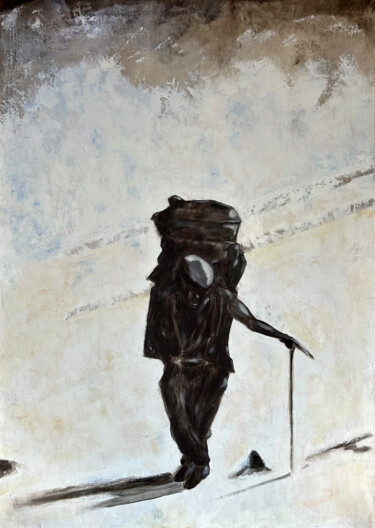 Pintura intitulada "Le porteur" por Raphael Mallon, Obras de arte originais, Óleo Montado em Armação em madeira