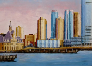 Painting titled "New York - Manhattan" by Raphael Fortunato, Original Artwork, Oil