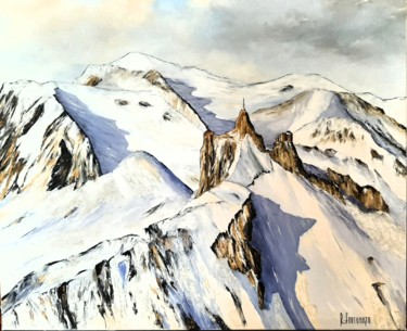 Painting titled "Aiguille du midi et…" by Raphael Fortunato, Original Artwork, Oil