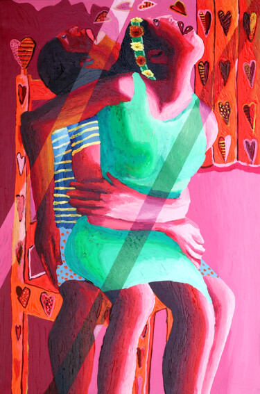 Malerei mit dem Titel "man woman arts cont…" von Raphael Perez Israeli Painter Artist, Original-Kunstwerk, Acryl