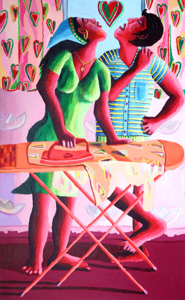 Peinture intitulée "couple men women co…" par Raphael Perez Israeli Painter Artist, Œuvre d'art originale, Acrylique