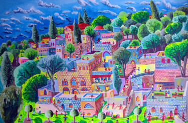 Painting titled "Naive painting of z…" by Raphael Perez (Israeli painter artist), Original Artwork, Acrylic
