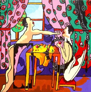 Malerei mit dem Titel "gay kissing homosex…" von Raphael Perez, Original-Kunstwerk, Acryl