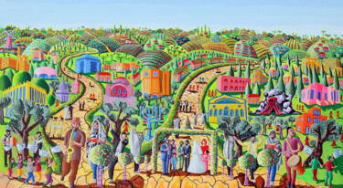 Pintura intitulada "jerusalem city Reli…" por Raphael Perez, Obras de arte originais, Acrílico