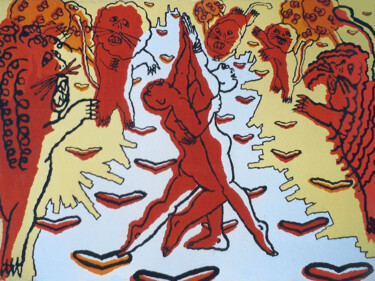 Peinture intitulée "gay couple dancing…" par Raphael Perez, Œuvre d'art originale, Acrylique