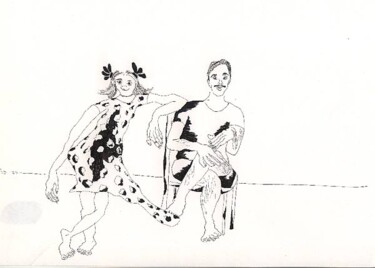 "couple drawing man…" başlıklı Resim Raphael Perez tarafından, Orijinal sanat, Mürekkep