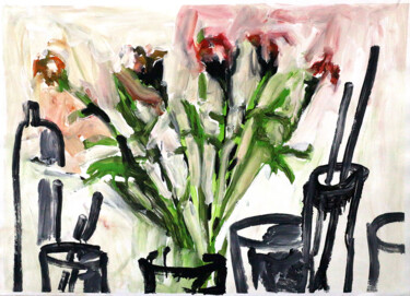 Pintura intitulada "expressive flower p…" por Raphael Perez, Obras de arte originais, Guache