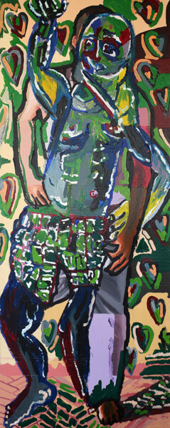Painting titled "man expressive pain…" by Raphael Perez, Original Artwork, Acrylic