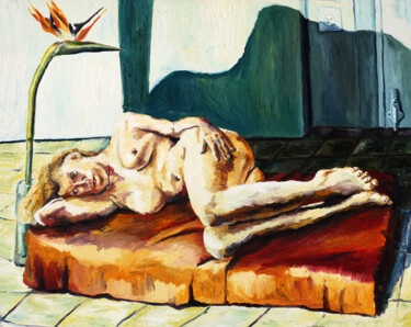 Pintura titulada "woman oil painting…" por Raphael Perez, Obra de arte original, Oleo