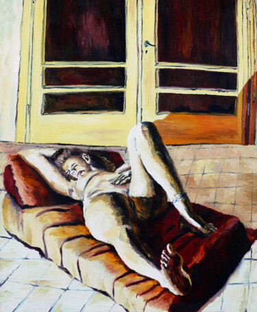 Pintura titulada "nude woman painting…" por Raphael Perez, Obra de arte original, Oleo