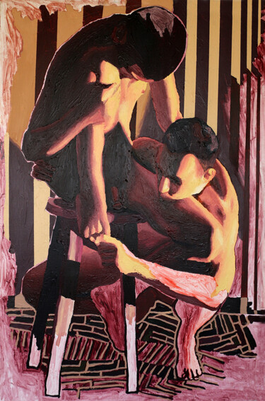 Pintura intitulada "gay couple painting…" por Raphael Perez, Obras de arte originais, Acrílico