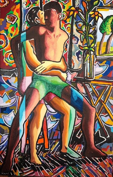 Malerei mit dem Titel "gay couple artworks…" von Raphael Perez, Original-Kunstwerk, Acryl
