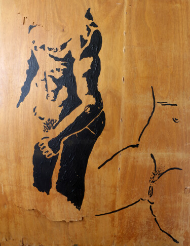 Malerei mit dem Titel "naked man woman pai…" von Raphael Perez, Original-Kunstwerk, Acryl