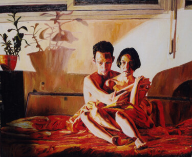 Malerei mit dem Titel "man woman relations…" von Raphael Perez, Original-Kunstwerk, Öl