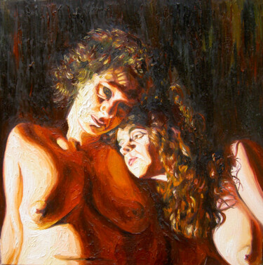 Painting titled "2 women lesbian pai…" by Raphael Perez, Original Artwork, Acrylic