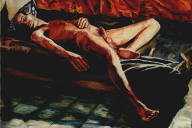 Painting titled "relax man eortic ar…" by Raphael Perez, Original Artwork, Oil