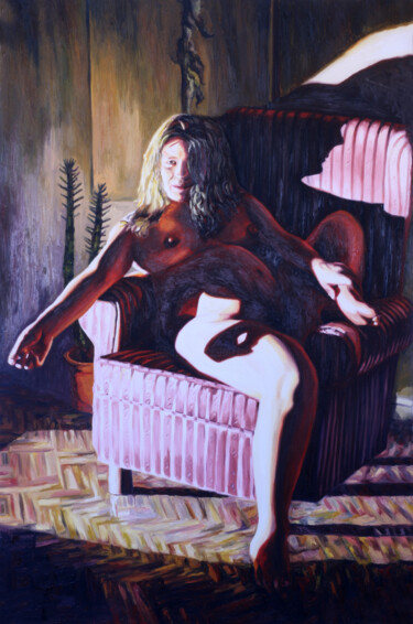 Malerei mit dem Titel "pregnant woman pain…" von Raphael Perez, Original-Kunstwerk, Öl