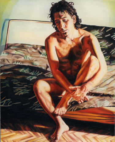 Painting titled "The thinker gay art…" by Raphael Perez, Original Artwork, Oil