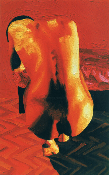 Painting titled "red room erotic art…" by Raphael Perez, Original Artwork, Acrylic