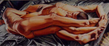 Pittura intitolato "gay couple painting…" da Raphael Perez, Opera d'arte originale, Olio